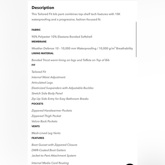 DC Collective Snow Bib - Size Medium OBO - Picture 3 of 6